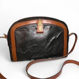 Vintage Christian Dior Brown and Black Leather Crossbody Bag